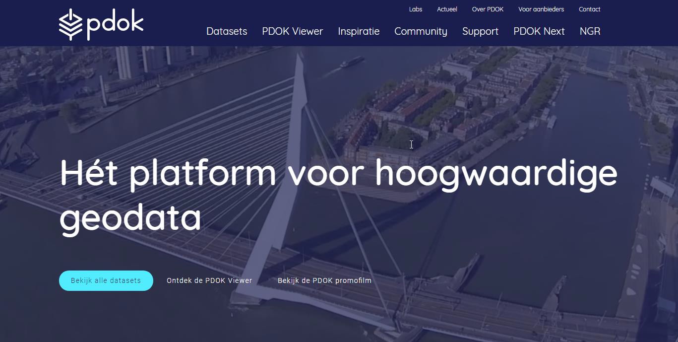 Schermafbeelding van de homepage van PDOK